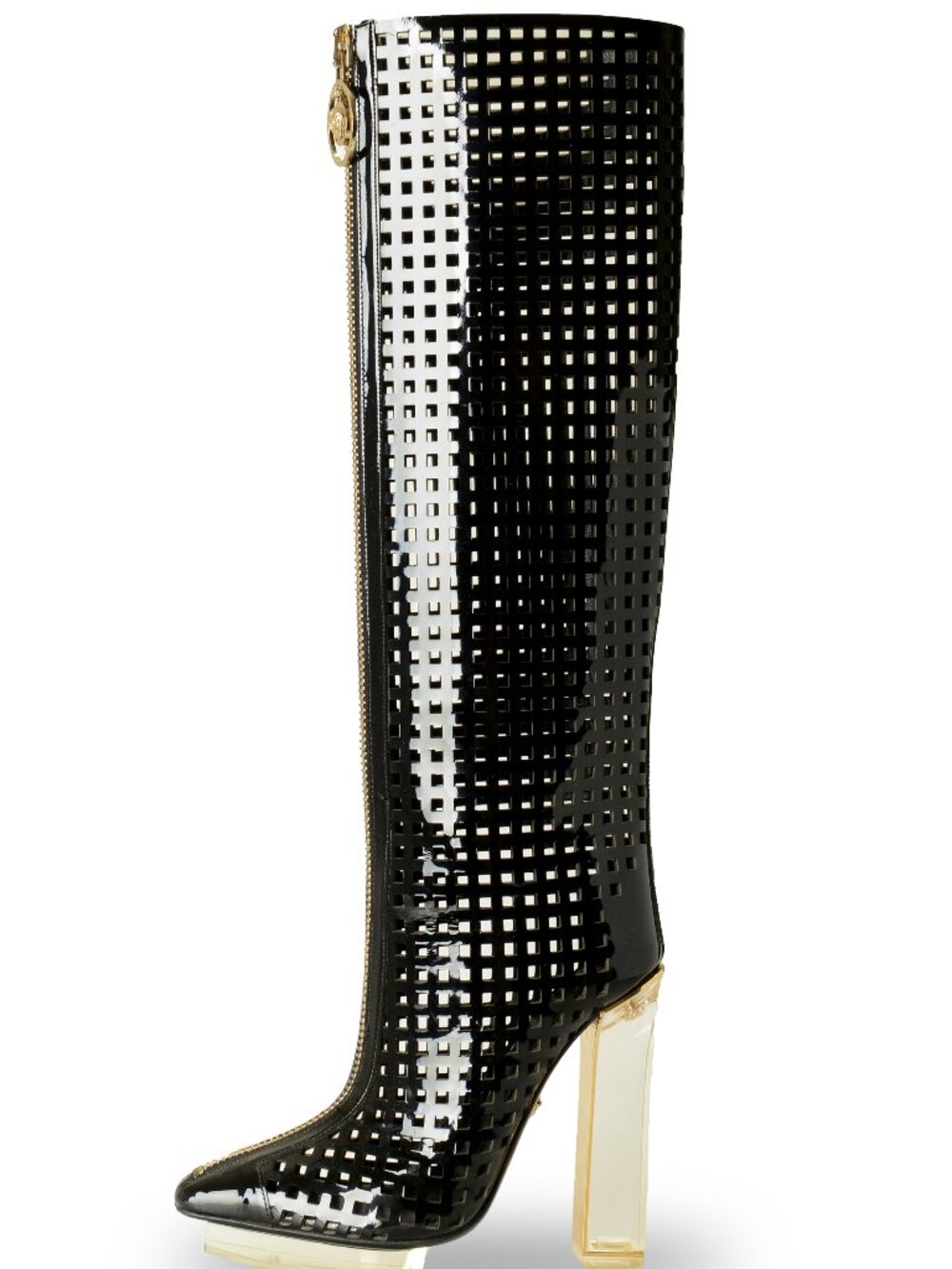 Versace Women's 100% Patent Leather See Through Boots Shoes US 7 IT 37 - Picture 2 of 7